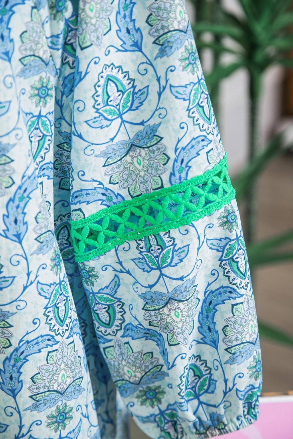 Paisley Patchwork Contrast Bracelet Sleeve Mini Dress - Rooted & Reckless Co.