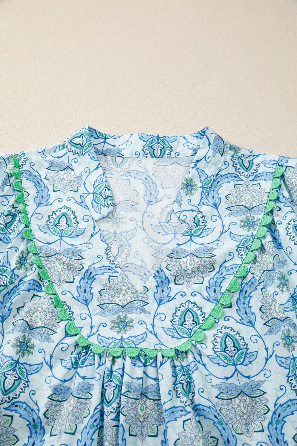 Paisley Patchwork Contrast Bracelet Sleeve Mini Dress - Rooted & Reckless Co.