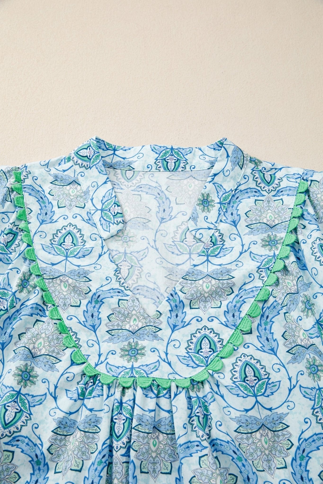 Paisley Patchwork Contrast Bracelet Sleeve Mini Dress - Rooted & Reckless Co.