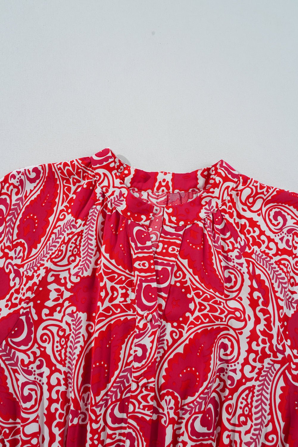 Paisley Side Slit Puff Sleeve Maxi Dress - Rooted & Reckless Co.