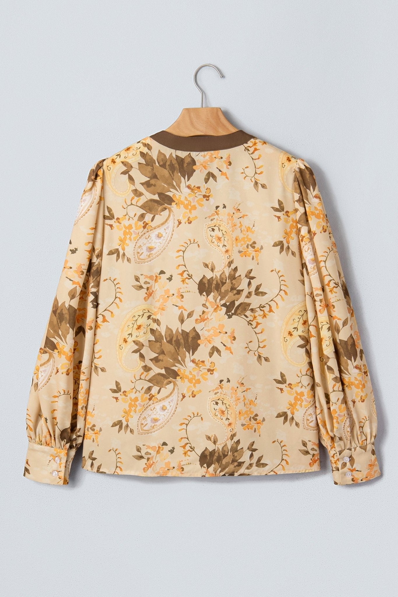 Paisley Tie Neck Long Sleeve Blouse - Rooted & Reckless Co.