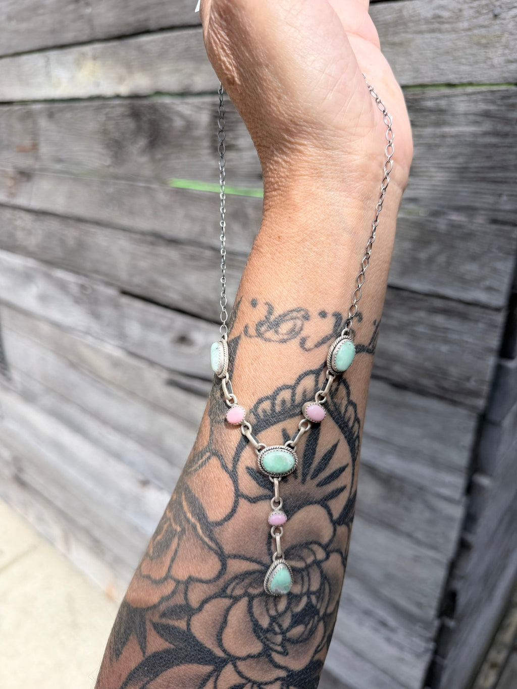 Paloma and Pink Conch Sterling Silver Chain Necklace - Rooted & Reckless Co.