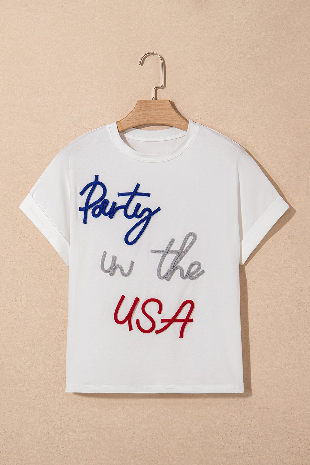 Party in the USA Cord Embroidered Graphic T-Shirt - Rooted & Reckless Co.