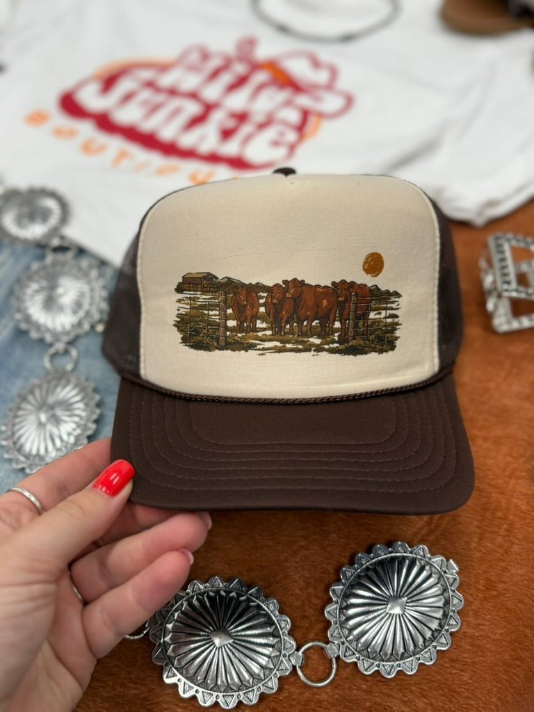 Pasture Red Cattle Trucker Hat - Rooted & Reckless Co.