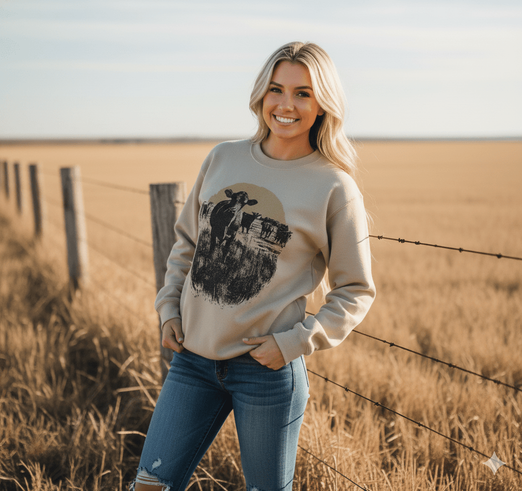 Pasture Sunset Graphic Sweatshirt - Rooted & Reckless Co.