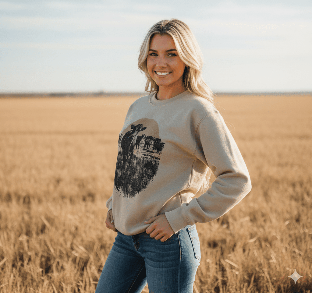 Pasture Sunset Graphic Sweatshirt - Rooted & Reckless Co.