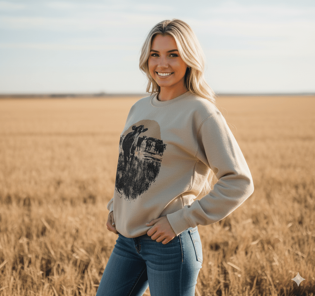 Pasture Sunset Graphic Sweatshirt - Rooted & Reckless Co.