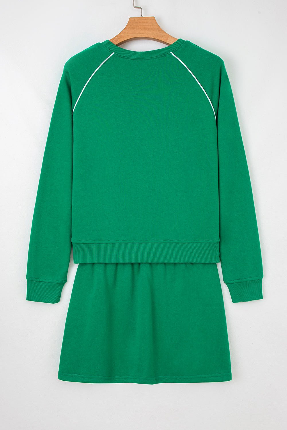 Patchwork Contrast Piping Pullover and Mini Skirt Set - Rooted & Reckless Co.