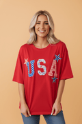 Patriotic USA Patch Embroidered Short Sleeve T-Shirt - Rooted & Reckless Co.