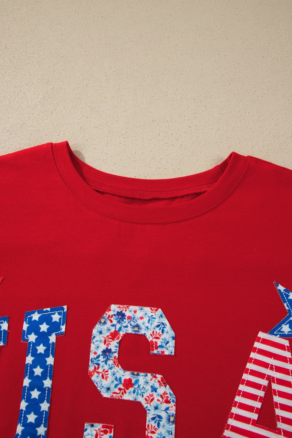 Patriotic USA Patch Embroidered Short Sleeve T-Shirt - Rooted & Reckless Co.