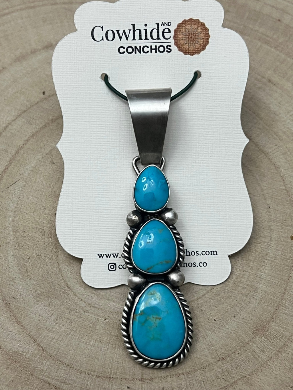 Paul Livingston Navajo Sterling Silver Pendant with Sonoran Gem Turquoise — 2 3/4" Long - Rooted & Reckless Co.