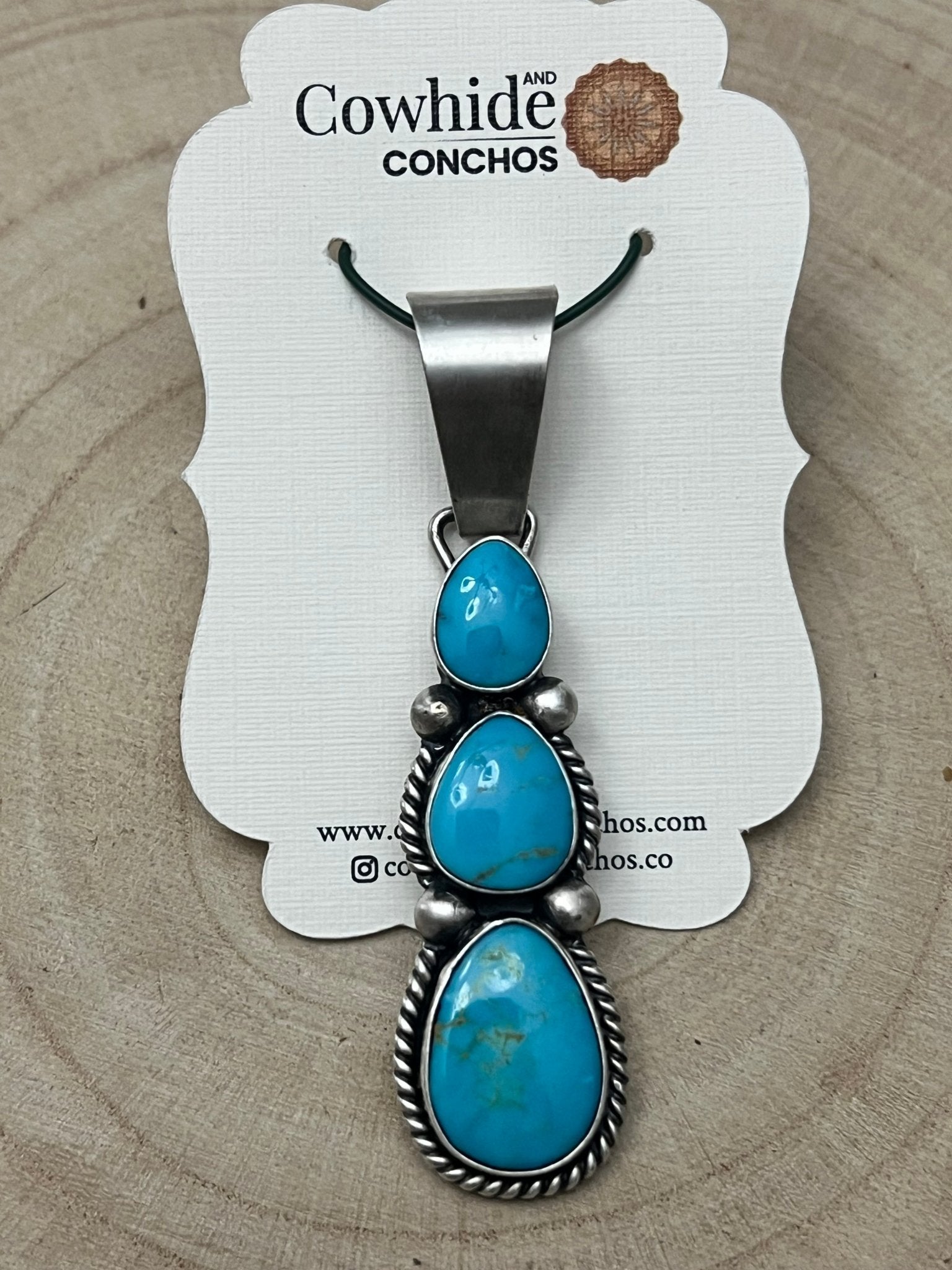 Paul Livingston Navajo Sterling Silver Pendant with Sonoran Gem Turquoise — 2 3/4" Long - Rooted & Reckless Co.