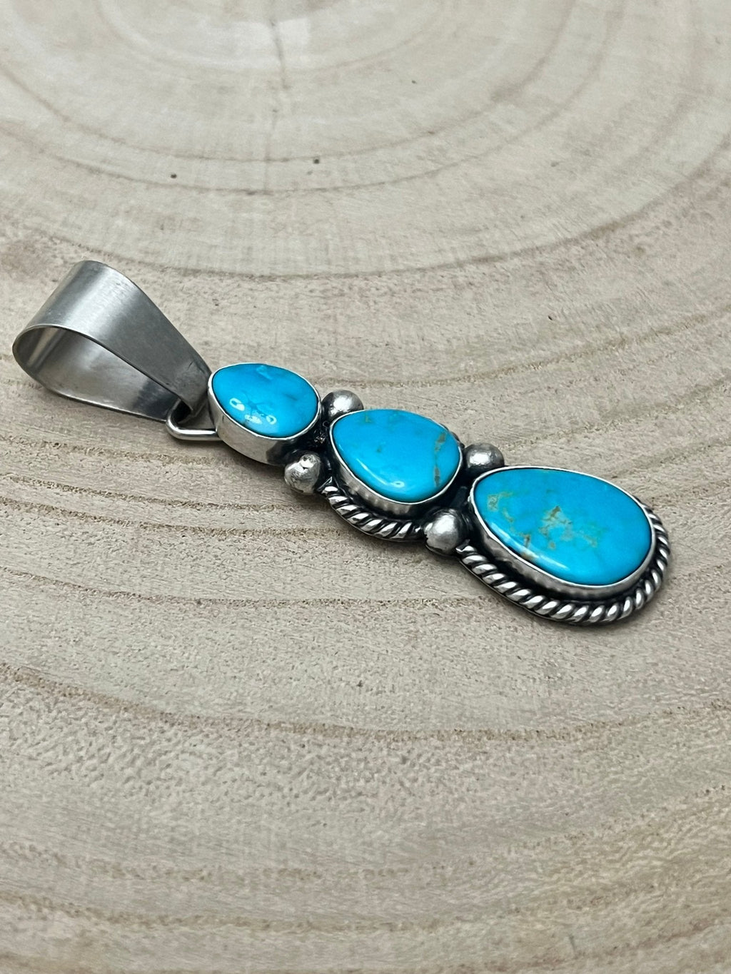 Paul Livingston Navajo Sterling Silver Pendant with Sonoran Gem Turquoise — 2 3/4" Long - Rooted & Reckless Co.