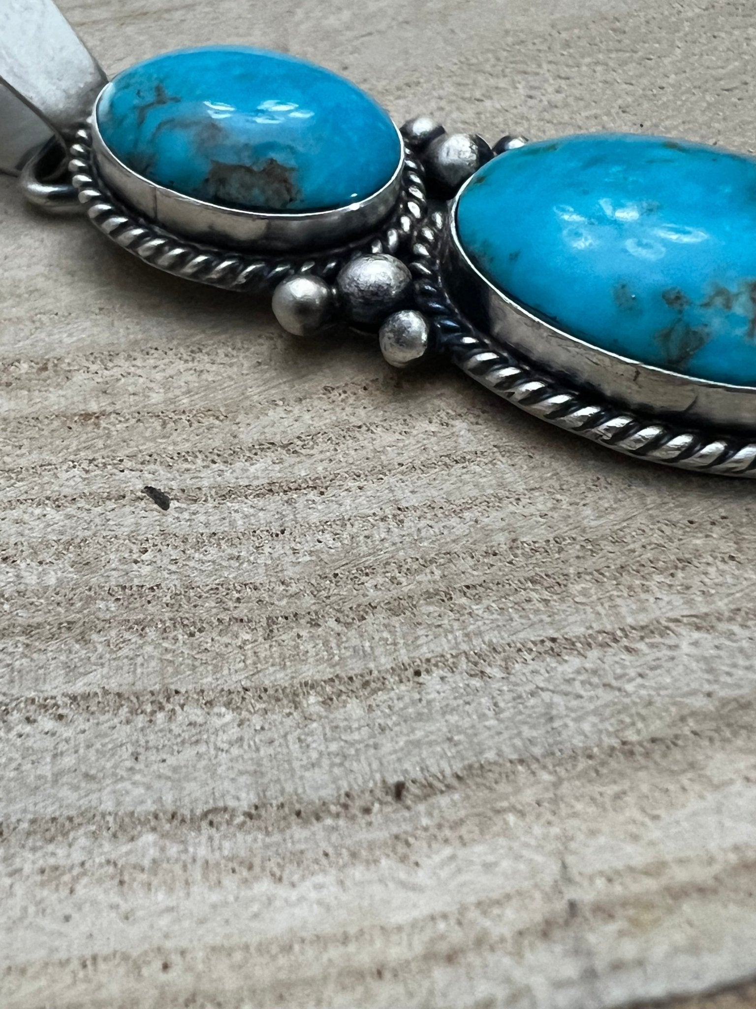 Paul Livingston Navajo Sterling Silver Pendant with Sonoran Gem Turquoise — 2 5/8" Long - Rooted & Reckless Co.