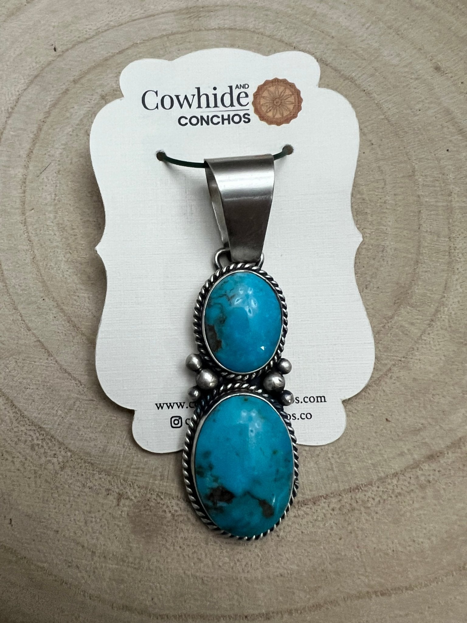 Paul Livingston Navajo Sterling Silver Pendant with Sonoran Gem Turquoise — 2 5/8" Long - Rooted & Reckless Co.