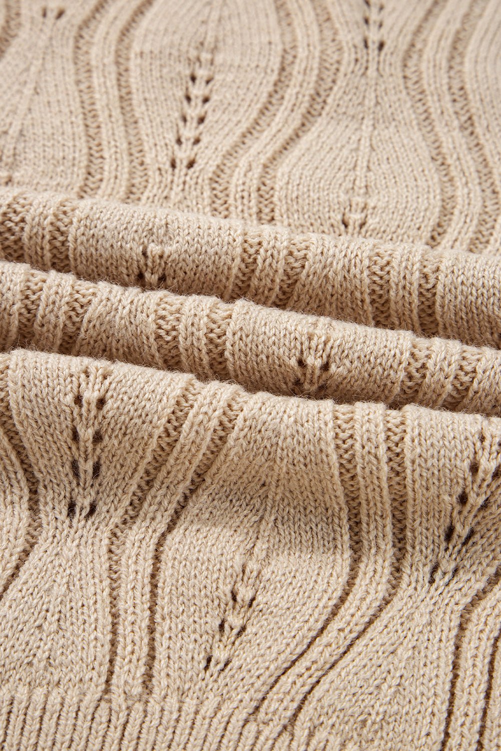 Pearl Beaded Pointelle Knit V-Neck Lace Trim Sweater - Rooted & Reckless Co.