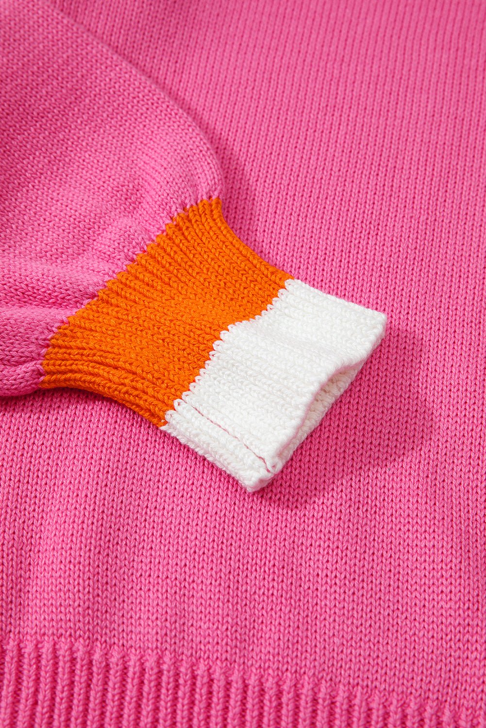 Pearl Contrast Trim Crewneck Drop Shoulder Sweater - Rooted & Reckless Co.