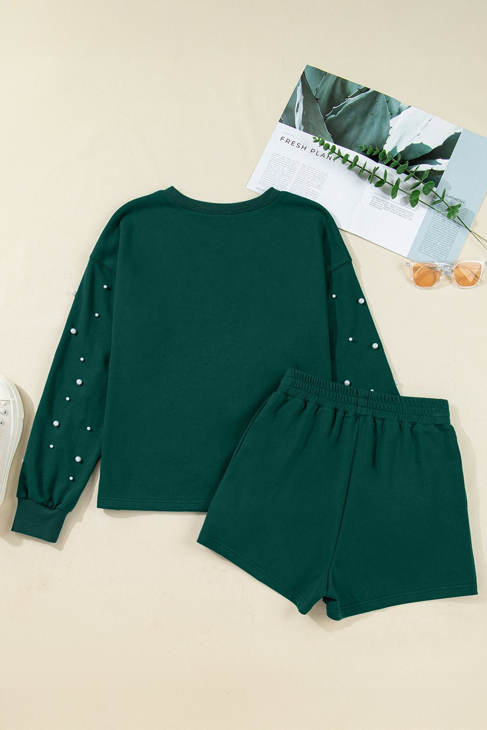 Pearl Embellished Pullover and Mini Skirt Set - Rooted & Reckless Co.