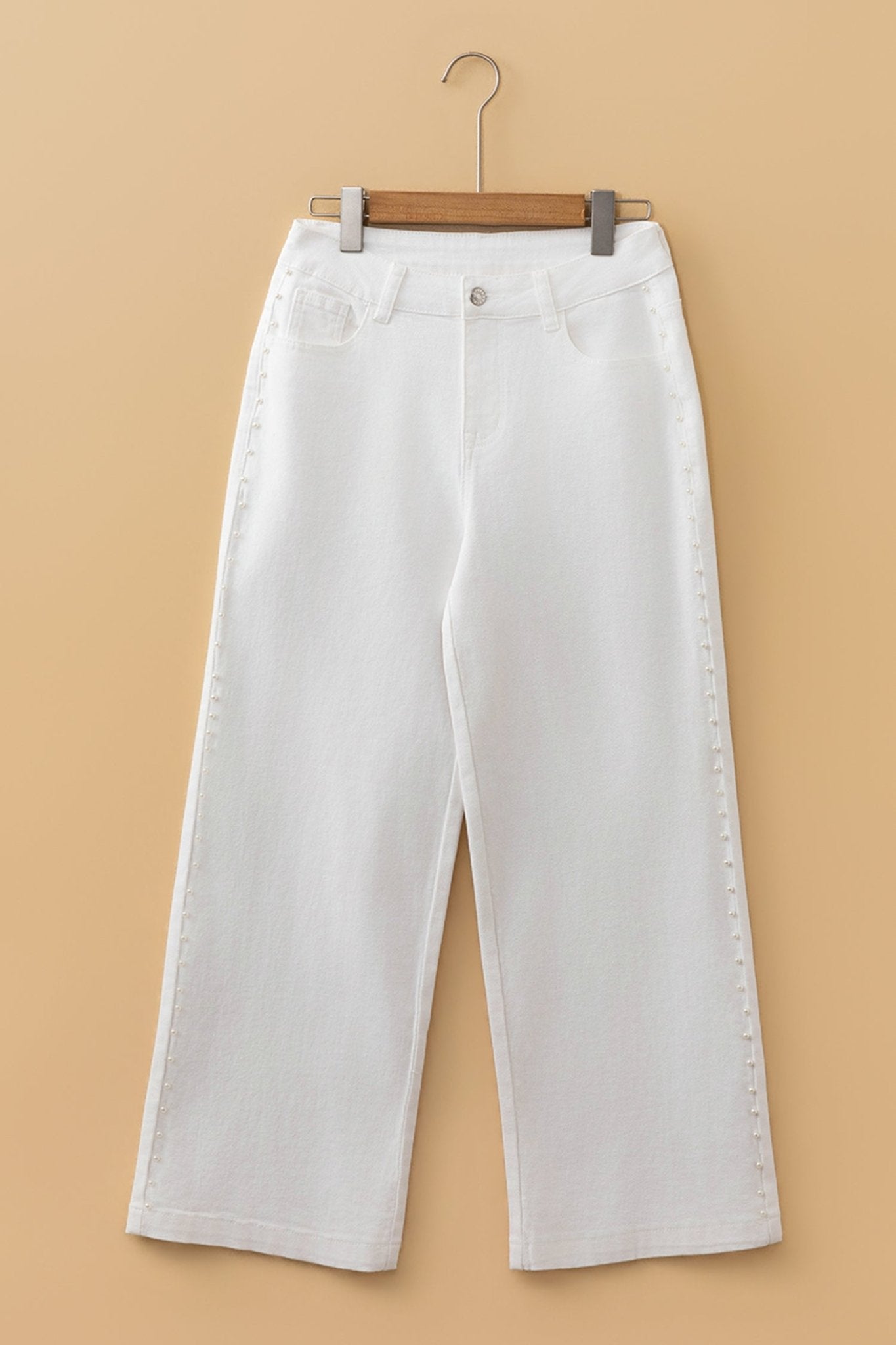 Pearl Embellished Side Seam Ankle Length Shift Jeans - Rooted & Reckless Co.