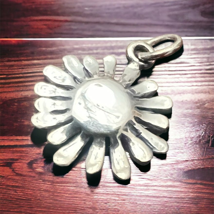 Petite Sterling Silver Daisy with Bronze Charm/Pendant — Two-Tone Floral Western Statement - Rooted & Reckless Co.
