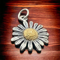Petite Sterling Silver Daisy with Bronze Charm/Pendant — Two-Tone Floral Western Statement - Rooted & Reckless Co.