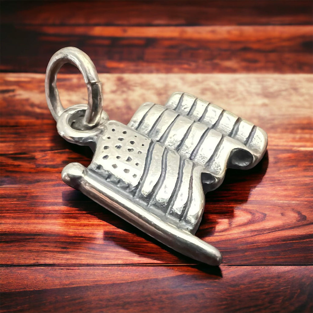 🇺🇸 Petite Sterling Silver "USA Flag" Charm/Pendant — Patriotic Western Americana - Rooted & Reckless Co.
