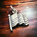 🇺🇸 Petite Sterling Silver "USA Flag" Charm/Pendant — Patriotic Western Americana - Rooted & Reckless Co.