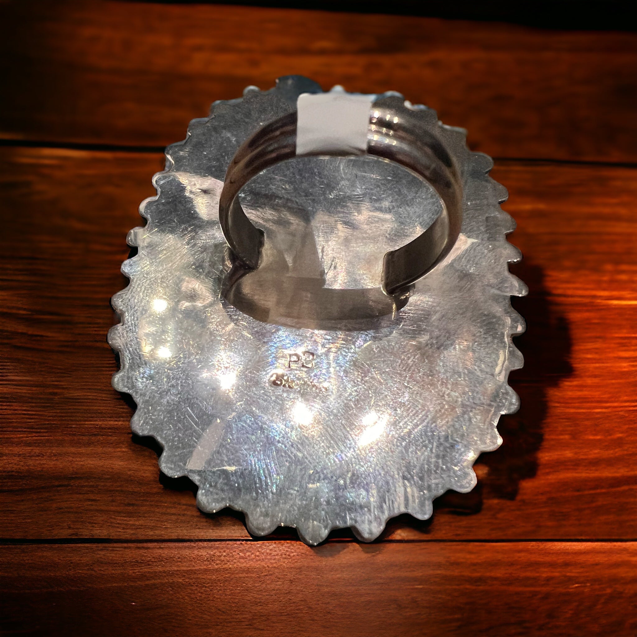Philena Byjoe Navajo Sterling Silver Cluster Ring with Turquoise — Size 8 (Hallmark PB) - Rooted & Reckless Co.
