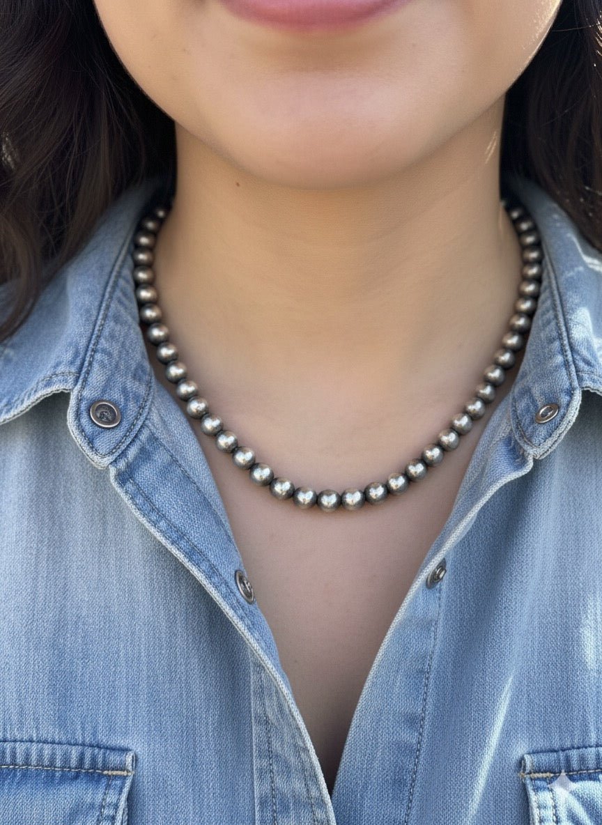 Pick your Size & Length - Silver Beads Necklace - Rooted & Reckless Co.