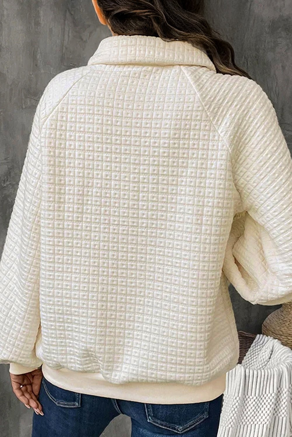 Pineapple Textured Half-Button Collared Sweatshirt - Rooted & Reckless Co.