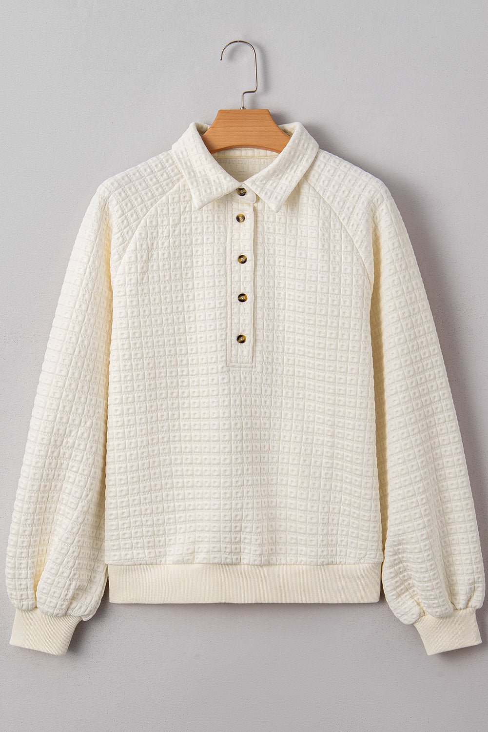 Pineapple Textured Half-Button Collared Sweatshirt - Rooted & Reckless Co.