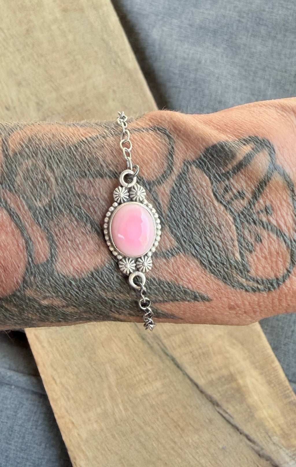Pink Conch Sterling Silver Bracelet - Rooted & Reckless Co.