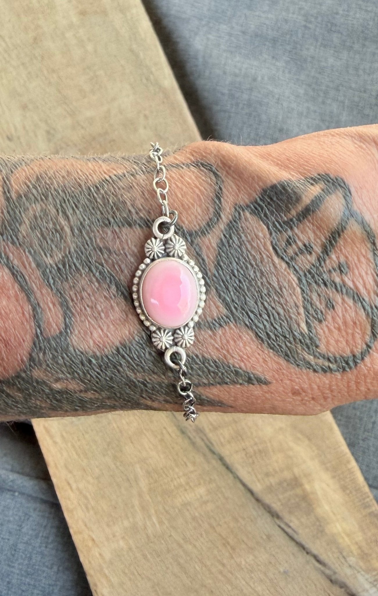 Pink Conch Sterling Silver Bracelet - Rooted & Reckless Co.