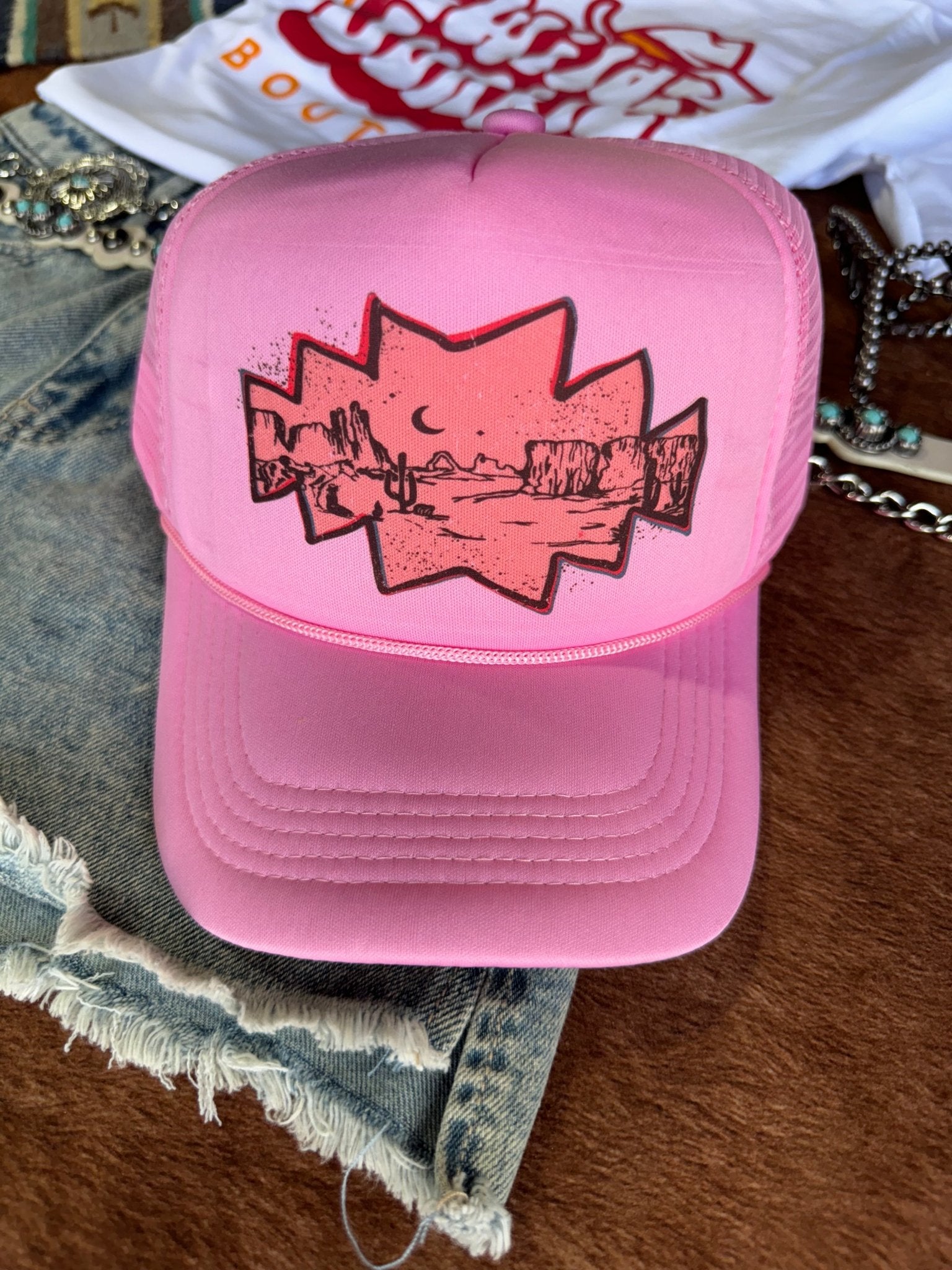 Pink Desert Trucker Hat - Rooted & Reckless Co.
