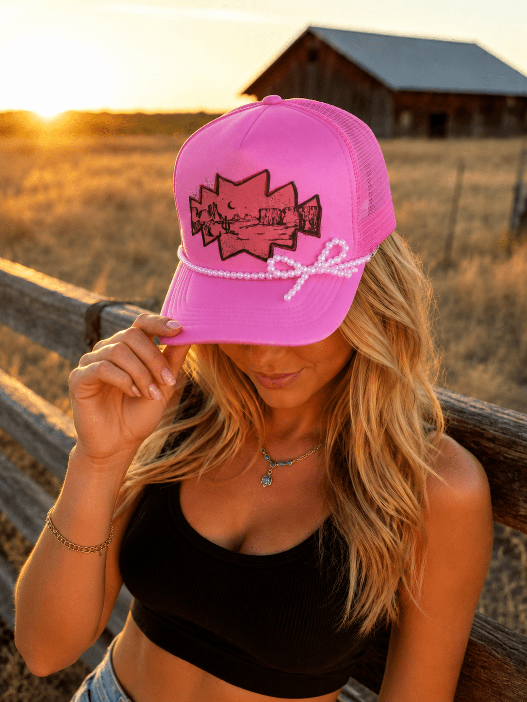 Pink Desert Trucker Hat - Rooted & Reckless Co.