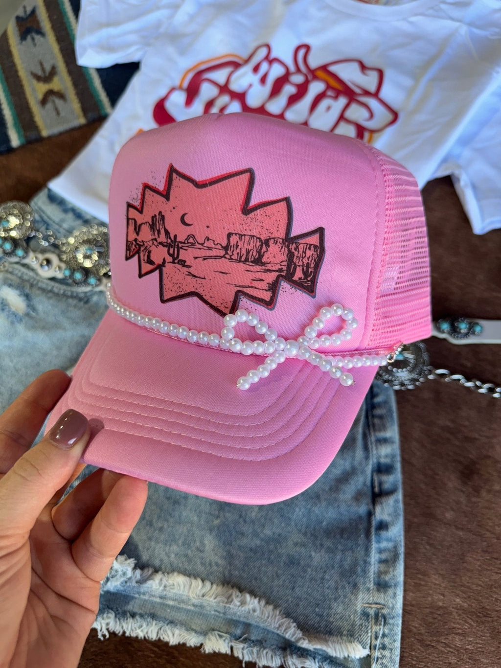 Pink Desert Trucker Hat - Rooted & Reckless Co.