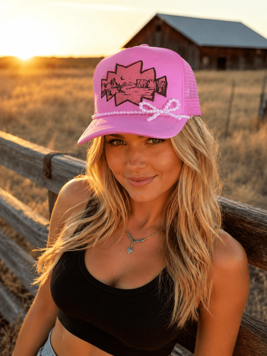 Pink Desert Trucker Hat - Rooted & Reckless Co.