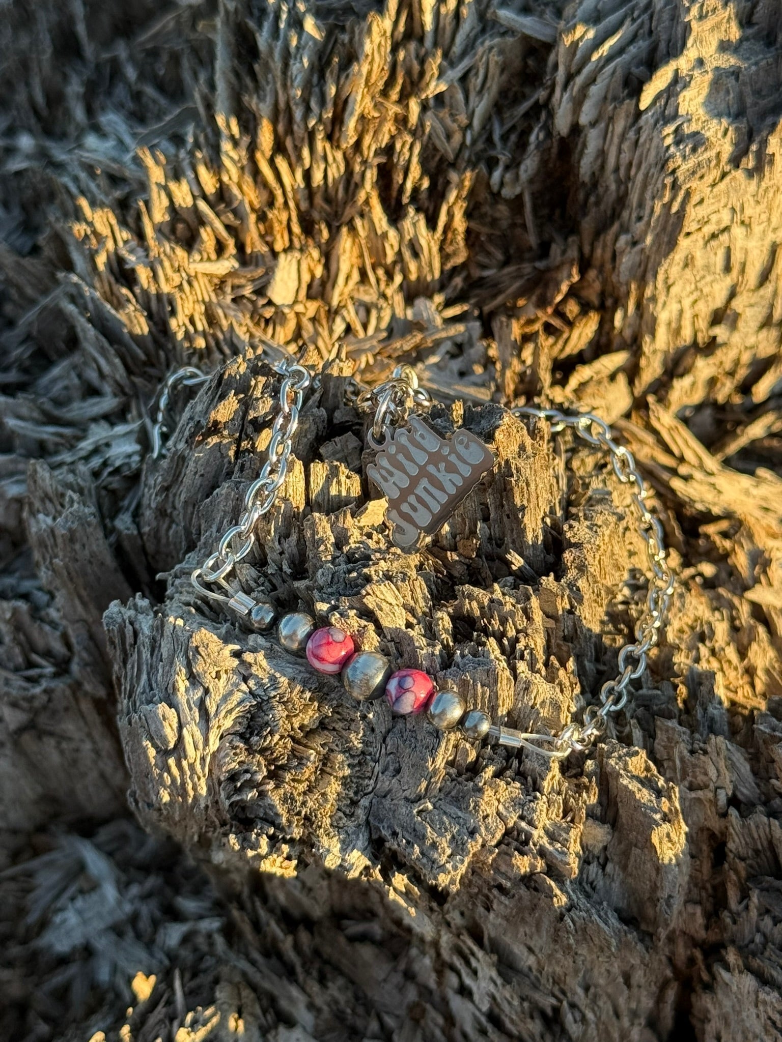 Pink Mosaic Beaded Chain Bracelet - Rooted & Reckless Co.