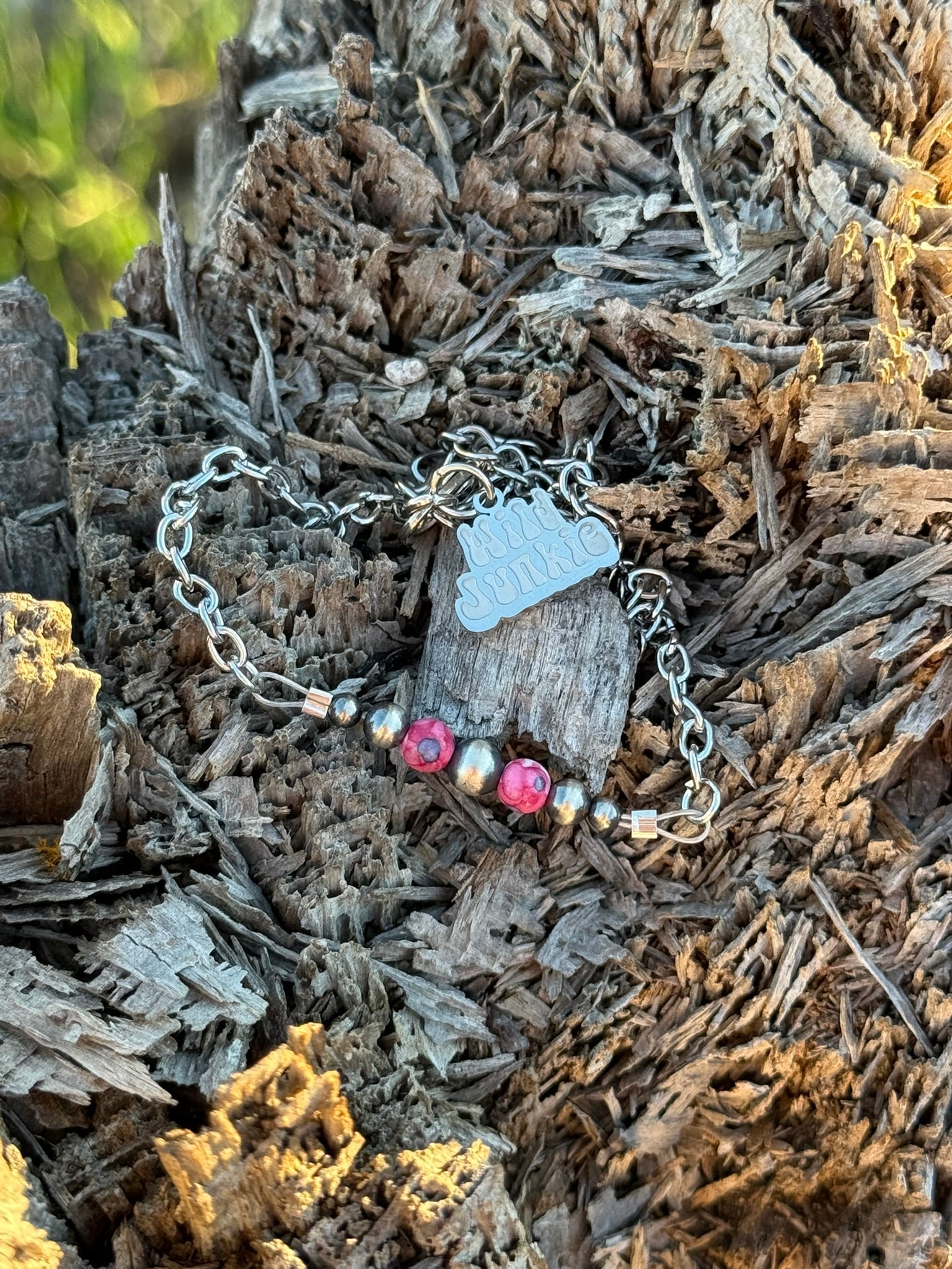 Pink Mosaic Beaded Chain Bracelet - Rooted & Reckless Co.