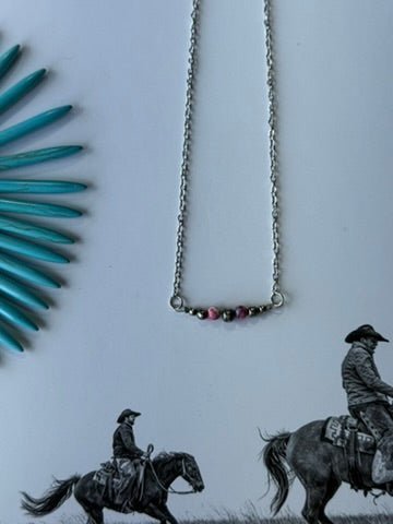 Pink Mosaic Beaded Chain Necklace - Rooted & Reckless Co.
