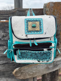 Pink or Turquoise Genuine Western Cowhide Leather Backpack Diaper Bag Personal Item carry-on luggage by Double B Wild Rags - Rooted & Reckless Co.