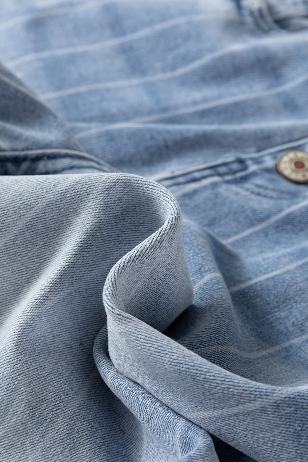 Pinstripe Denim Buttoned Wide Leg Jeans - Rooted & Reckless Co.