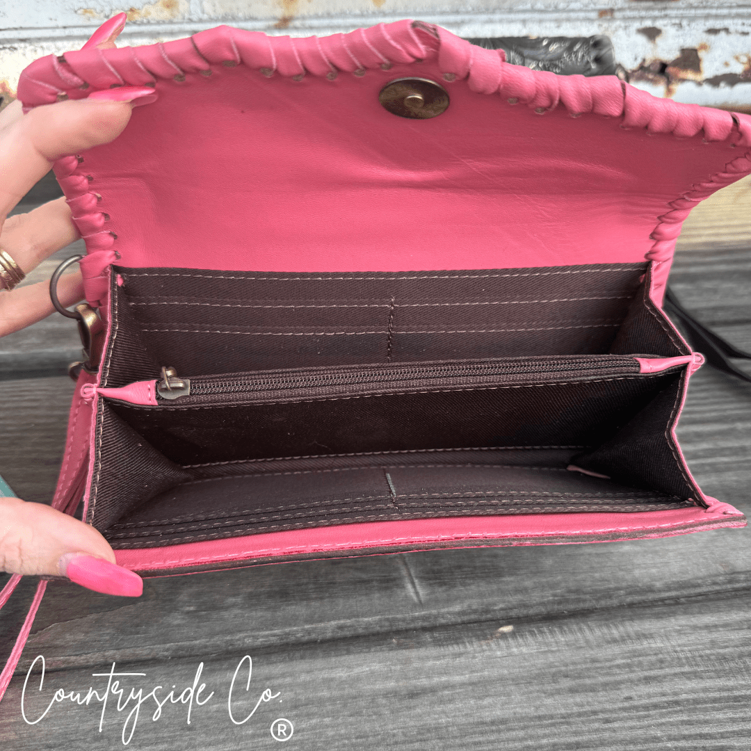 Piper Tooled Leather Wallet Wristlet - Rooted & Reckless Co.