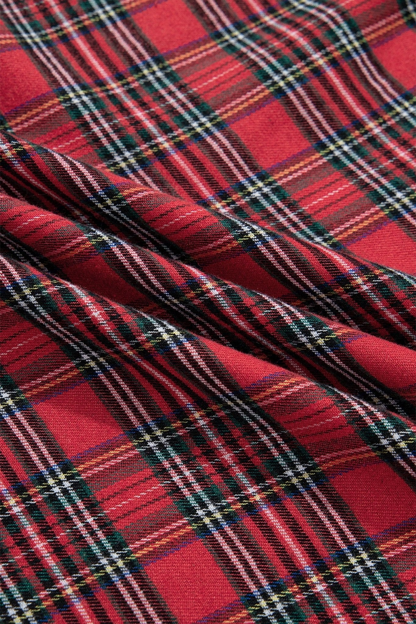 Plaid Bow Tie Front Puff Long Sleeve Dress - Rooted & Reckless Co.