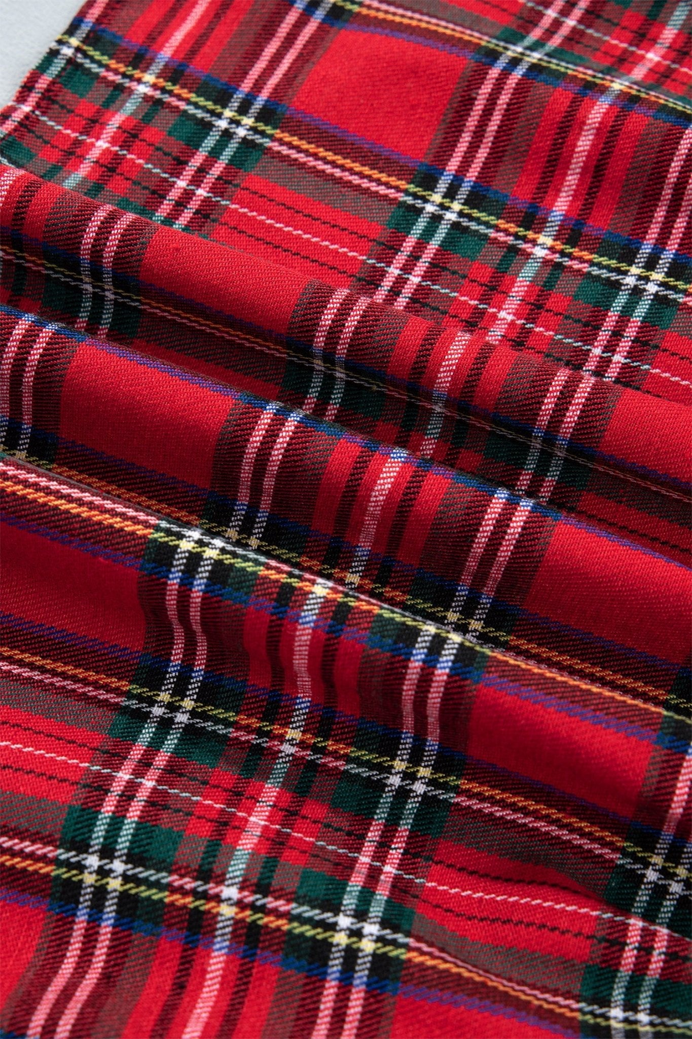 Plaid Bow Tie Neck Short Sleeve Ruffle Mini Dress - Rooted & Reckless Co.