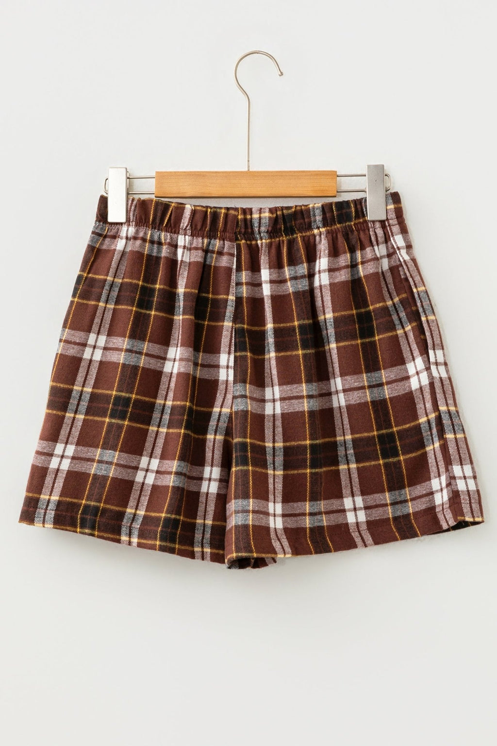 Plaid Button Front Elastic Waist Shorts - Rooted & Reckless Co.