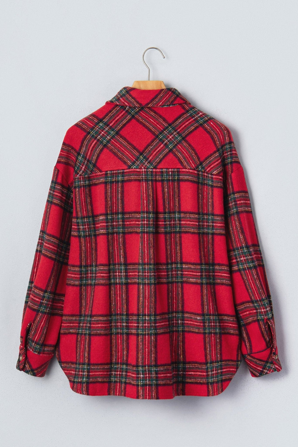 Plaid Button Front Long Sleeve Shacket - Rooted & Reckless Co.