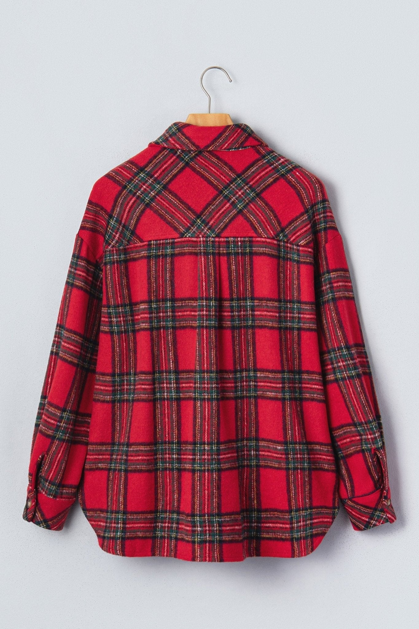 Plaid Button Front Long Sleeve Shacket - Rooted & Reckless Co.
