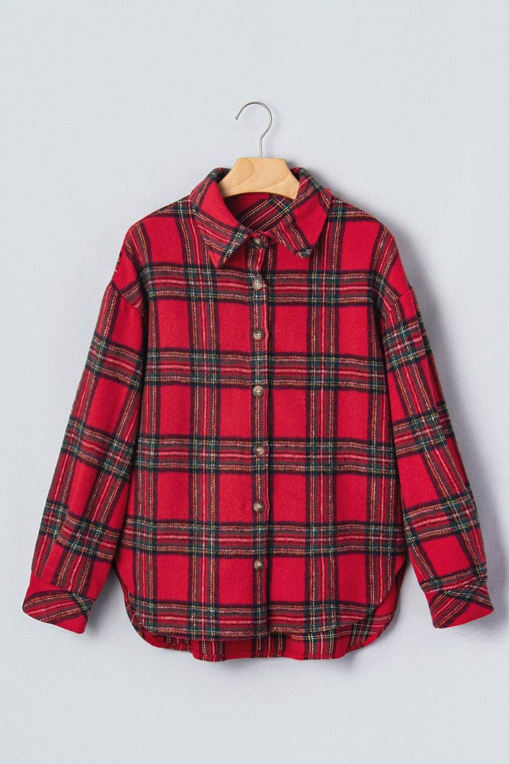 Plaid Button Front Long Sleeve Shacket - Rooted & Reckless Co.