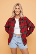 Plaid Button Front Long Sleeve Shacket - Rooted & Reckless Co.